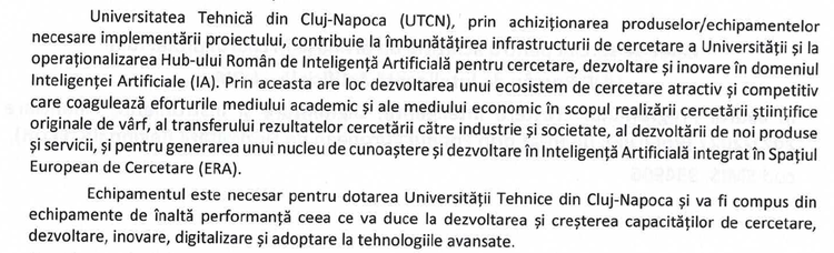 DOCUMENT Orange va livra Universității Tehnice din Cluj-Napoca infrastructură de procesare a datelor, parte a proiectului HUB Român de Inteligență Artificială – HRIA