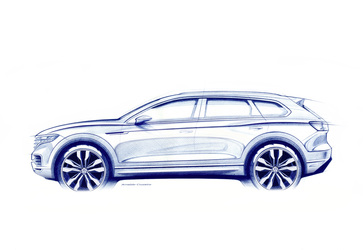 Primele schițe cu viitorul VW Touareg. A treia generație a SUV-ului va fi lansată în martie, la Beijing