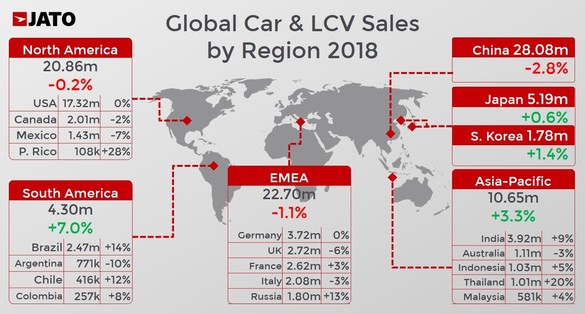 FOTO Topul brandurilor care au dominat piața auto în 2018. 86 milioane de autovehicule vândute în întreaga lume. Campioni: Toyota și pick-up-ul Ford F-150