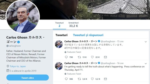 FOTO Renault i-a tăiat salariul lui Ghosn pe 2018, în timp ce fostul președinte al companiei amenință pe Twitter că spune adevărul