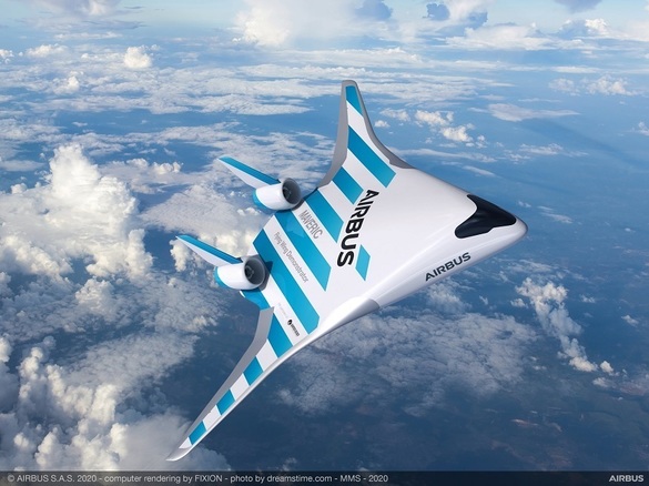 FOTO Airbus a prezentat un model de avion curbat în care corpul și aripile sunt integrate într-un singur modul