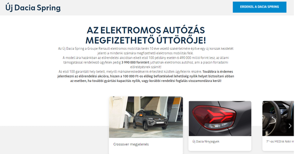 Dacia a anunțat în premieră prețul modelului electric Spring