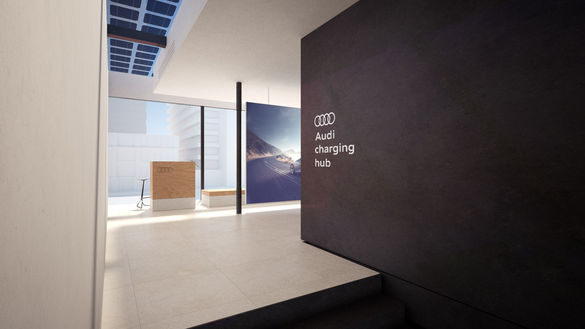 FOTO Audi lansează anul acesta hub-urile premium de încărcare, cu lounge și gustări, în care invită și șoferii altor mărci