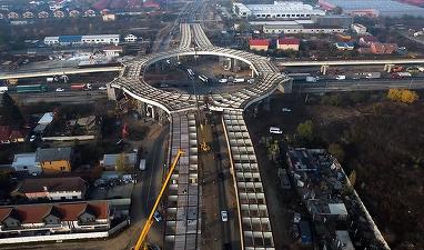 VIDEO Cum arată Pasajul de la Domnești acum: Giratoriul suspendat a fost montat complet peste Centura Capitalei