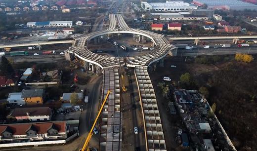 VIDEO Cum arată Pasajul de la Domnești acum: Giratoriul suspendat a fost montat complet peste Centura Capitalei