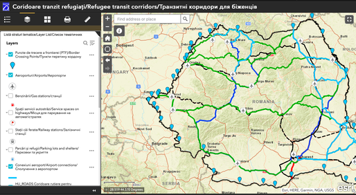 HARTA interactivă cu culoarele de tranzit pentru refugiații ucraineni către statele vecine României