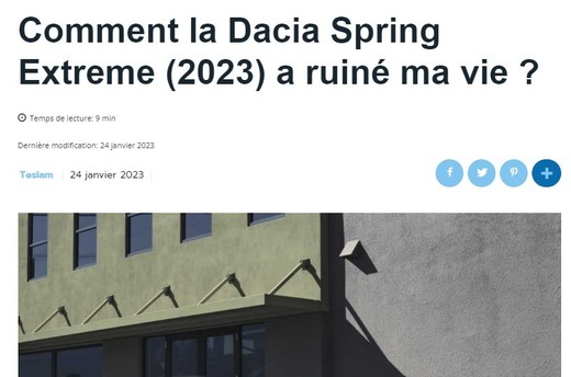 Articol controversat în revista Tesla Mag: „Cum mi-a ruinat Dacia Spring viața”