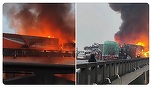 VIDEO Carambol pe o autostradă din centrul Chinei. Camioane în flăcări