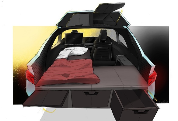VIDEO&FOTO Skoda preia ideea Jogger Sleep Pack și propune Enyaq caravan, cu pat extensibil și birou