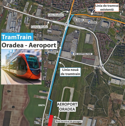 Proiect în premieră pentru România, implementat de administrația din Bihor: Rețea de tram-tren în Oradea și Zona Metropolitană