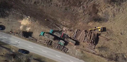 VIDEO ANUNȚ Defrișările pe autostrada Sibiu-Pitești înaintează în forță