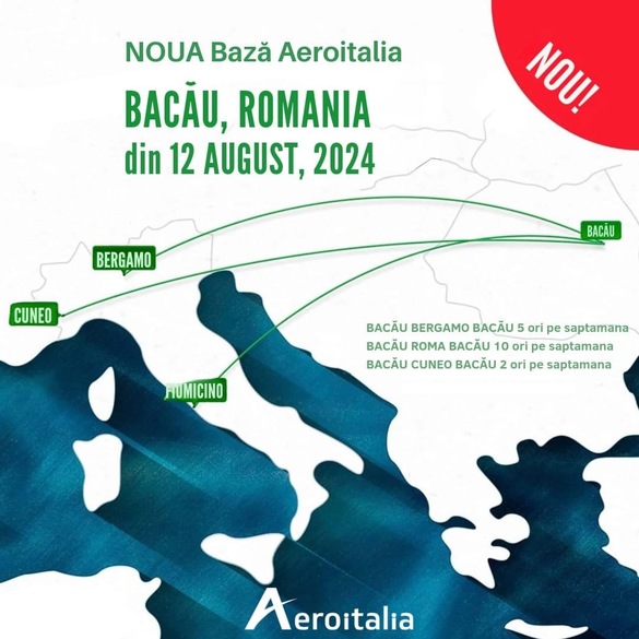 FOTO Aeroitalia, care tocmai a cumpărat o companie aeriană românească, deschide în România prima bază operativă din afara Italiei 