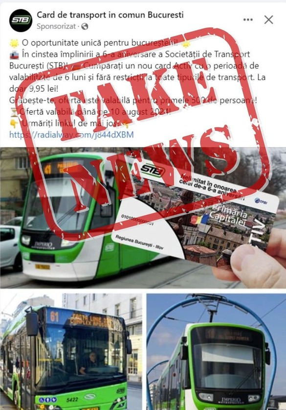 FOTO STB avertizează asupra unui mesaj fals în care este promovat un nou card Activ