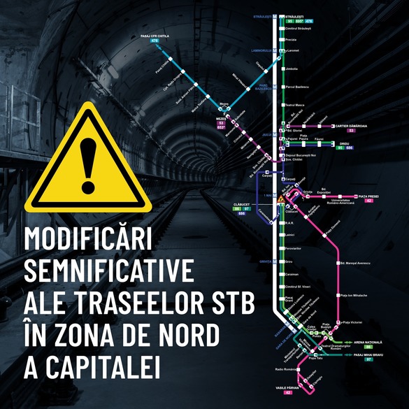 FOTO - ANUNȚ Mai multe linii de transport în comun au fost reconfigurate pentru metroul ce va asigura legătura dintre Capitală și Aeroportul Internațional „Henri Coandă”