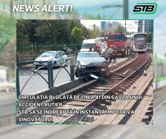 FOTO - STB îl dă în judecată pe șoferul care a blocat linia tramvaiului 41