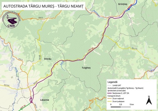 Documentația pentru atribuirea contractului de construcție a lotului 2 A Ditrău-Grințieș, de 37,9 kilometri, din Autostrada Unirii, a fost transmis către Agenția Națională pentru Achiziții Publice