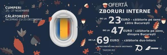 FOTO - TAROM lansează o ofertă specială pentru călătorii interne