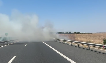 Autostrada Soarelui, închisă la kilometrul 169 din cauza unui incendiu de vegetație care reduce vizibilitatea. Trafic deviat