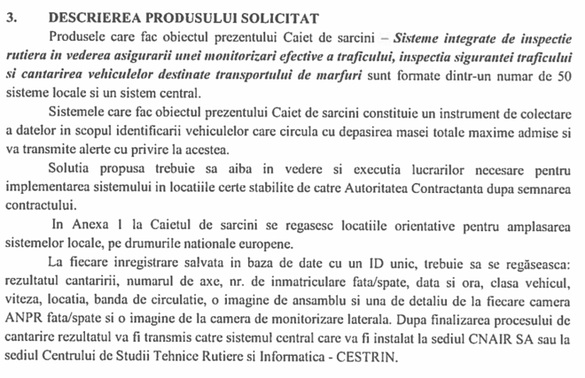 DOCUMENT Trei oferte pentru sistemele de identificare în trafic a vehiculelor de transport marfă care depășesc greutatea maximă admisă. Bugetul se apropie de 65 milioane lei