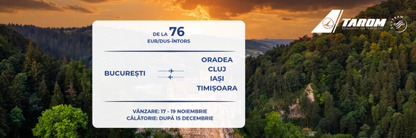 TAROM lansează ofertă specială pe rutele interne FOTO