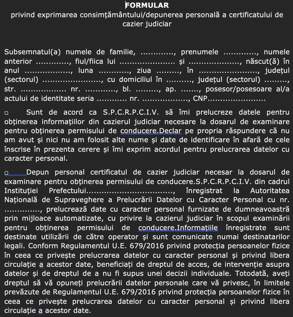 OFICIAL: NU este obligatorie prezentarea cazierului judiciar la serviciul de permise auto, nici la examenul auto