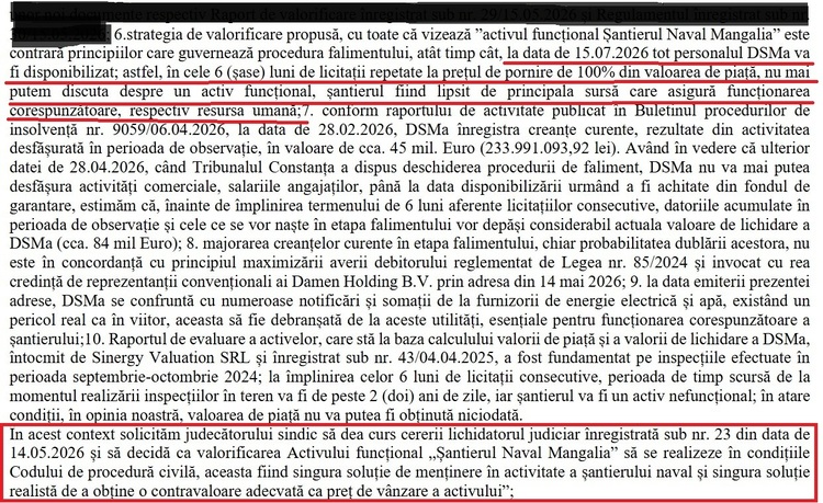 Extras din procesul verbal al ședinței adunării creditorilor, poziția 2MMS, sublinieri Profit.ro