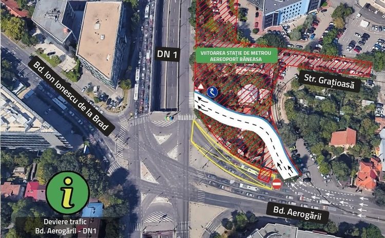 HARTĂ Modificări de circulație în nordul Capitalei pentru lucrări la Magistrala 6 de metrou, timp de 7 luni