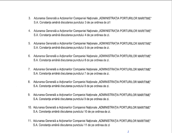 DOCUMENT Amânare la Constanța. Ministerul Transporturilor și Fondul Proprietatea au amânat discuția pentru încasarea a peste 105 milioane de lei de la Administrația Porturilor Maritime Constanța