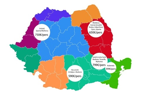 Studiu turoperator: Destinațiile preferate de români, în funcție de regiuni