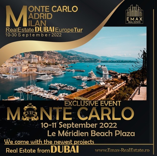 EMAX începe la Monaco un tur european de evenimente de vânzare a proprietăților de lux din Dubai, semnate de designeri celebri
