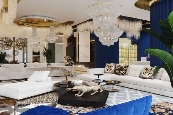 Lobby-ul Medusa Home, finisat cu ceramică Versace și mobilat de la Versace Home