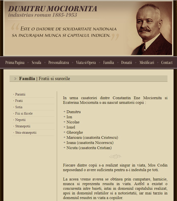 Extras de pe fostul site oficial al familiei Mociorniță