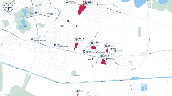 Harta proiectelor Hils din estul Bucureștiului