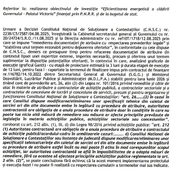 Guvernul a eșuat în folosirea banilor PNRR la propriul sediu DOCUMENT