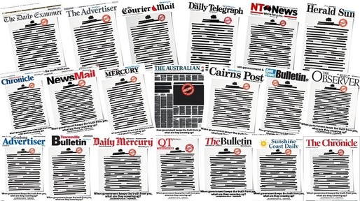 Cele mai importante ziare rivale din Australia, unite în protest față de restricțiile aplicate presei