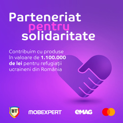eMAG, Banca Transilvania, Mobexpert și Mastercard donează produse în valoare de 1,1 milioane de lei pentru refugiații ucraineni