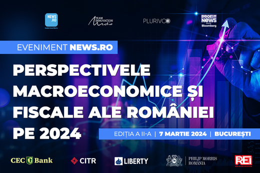Principalii indicatori economici și bugetari vor fi analizați la evenimentul News.ro “Perspectivele macroeconomice și fiscale ale României pe 2024” de economiști, reprezentanți ai Guvernului și ai mediului de business