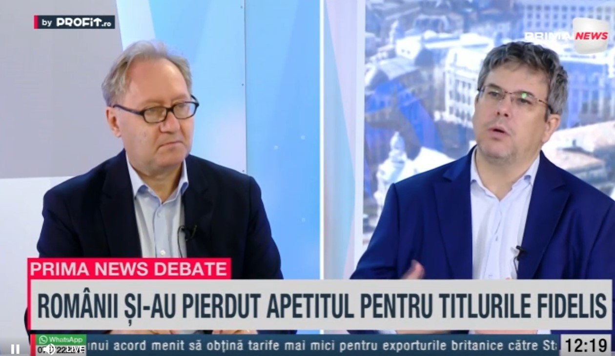 Evolutia burselor internaționale și a bursei românești, în dezbatere la Prima News, cu jurnalistul Profit.ro Adrian Panaite, acum în direct în studioul tv