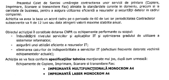 Poșta Română a lansat în piață o ofertă de cumpărare de servicii de printare, contract de până la 40 de milioane de lei