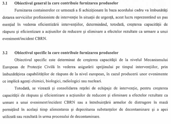 DOCUMENT - IGSU primește opt oferte pentru 300 de containere destinate activităților de decontaminare chimică, biologică și nucleară