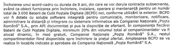 DOCUMENT Cutii poștale digitale la Poșta Română. Compania reia licitația, dar pentru jumătate din numărul inițial