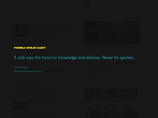 Extensie Force Block pentru evitarea spoilerelor Star Wars