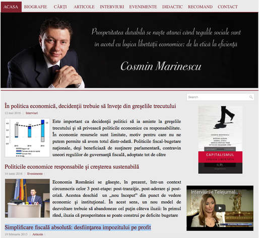 Consilierul pe probleme economice al președintelui Iohannis, Cosmin Marinescu, și-a lansat propriul site, în deschidere cu Profit.ro