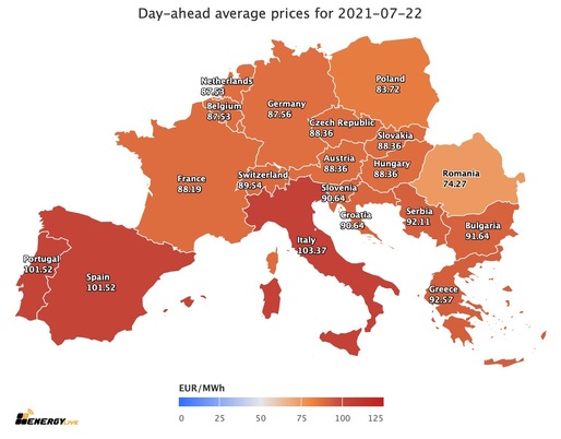 INFOGRAFICE Prețurile spot ale electricității din România nu sunt cele mai mari din Europa, miercuri fiind, dimpotrivă, cele mai reduse