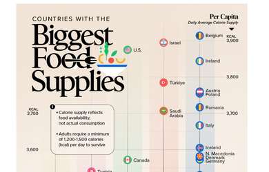 40 de țări cu cele mai multe calorii per persoană. România e sus INFOGRAFIC