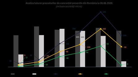 Falimentele au scazut cu 42%, insolventele au crescut cu 43% in primul semestru