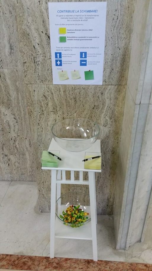 FOTO Consilierul economic al lui Cioloș a instalat la Guvern "bolul pentru idei", deasupra celui cu bomboane