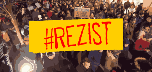 Hashtagul #REZIST devine subiect de proces: L-am desenat cu mâna mea pe o pânză, dar a fost înregistrat de altcineva la OSIM pentru a fi marcă a unui partid