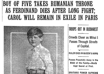 FOTO ARHIVĂ Rememorare istorică prin lentila presei americane. Monarh la 5 ani: prima încoronare a regelui Mihai, de după moartea bunicului său Ferdinand. VIDEO Ultimul discurs al Regelui: România - țară luată cu împrumut de la copii
