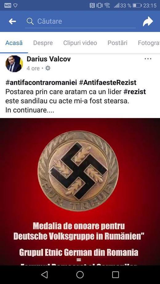 FDGR a câștigat definitiv procesul cu Darius Vâlcov, care a sugerat, într-o postare pe Facebook, că formațiunea este o organizație nazistă. Daune de 20.000 lei